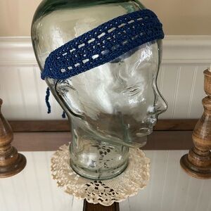 Navy Blue Croche Hair Accessory. 1 1/2 inch wide. Adjustable length